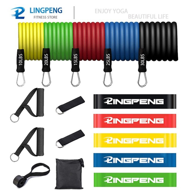 Fitness Resistance Rubber Band Yoga Elastic Band Upgrade Training Bar Set