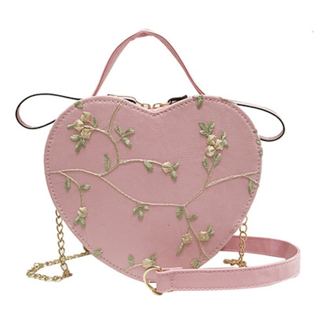 Female Sweet Lace Heart Round Handbags