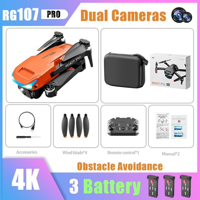 Pro Drone ESC 4K Dual HD Camera Professional Mini Drone Obstacle Avoidance Helicopter Foldable Quadcopter RC Drone Toy