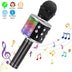 Wireless Karaoke Microphone Bluetooth Portable Speaker LED Lights Record Function for Kids