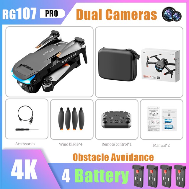 Pro Drone ESC 4K Dual HD Camera Professional Mini Drone Obstacle Avoidance Helicopter Foldable Quadcopter RC Drone Toy