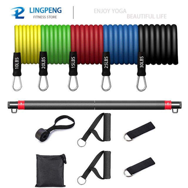 Fitness Resistance Rubber Band Yoga Elastic Band Upgrade Training Bar Set