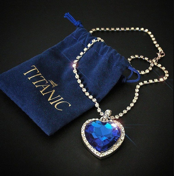 Titanic Heart of Ocean Necklace + Velvet Bag