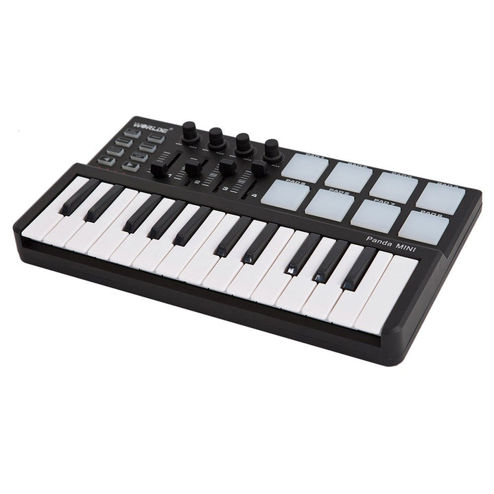 Mini 25-Key USB Keyboard and Drum Pad MIDI Controller Portable