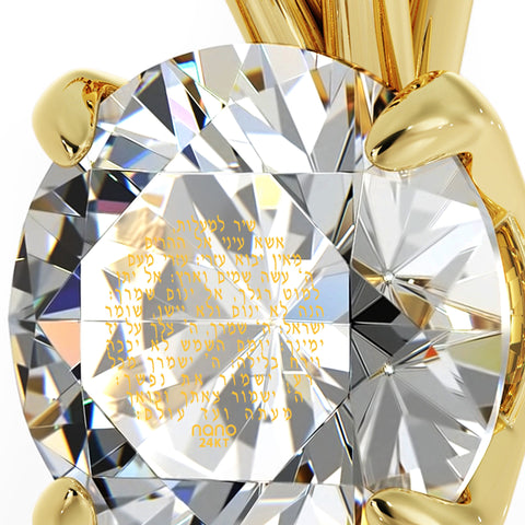 Gold Plated Silver Star of David Necklace 24k Gold Inscribed Psalm 121 Pendant