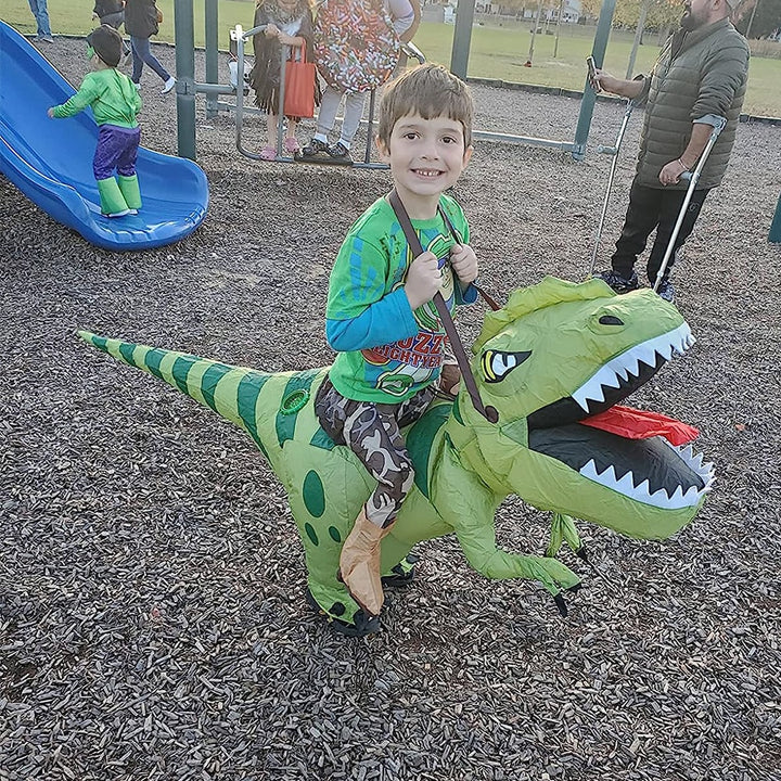 Inflatable Riding Green Dinosaur Costume