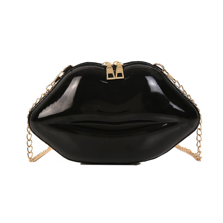 Mini Zipper Crossbody Patent Leather Lip Chain Bag