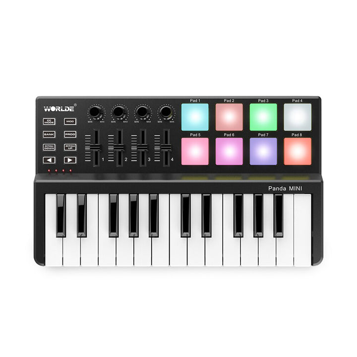 Mini 25-Key USB Keyboard and Drum Pad MIDI Controller Portable