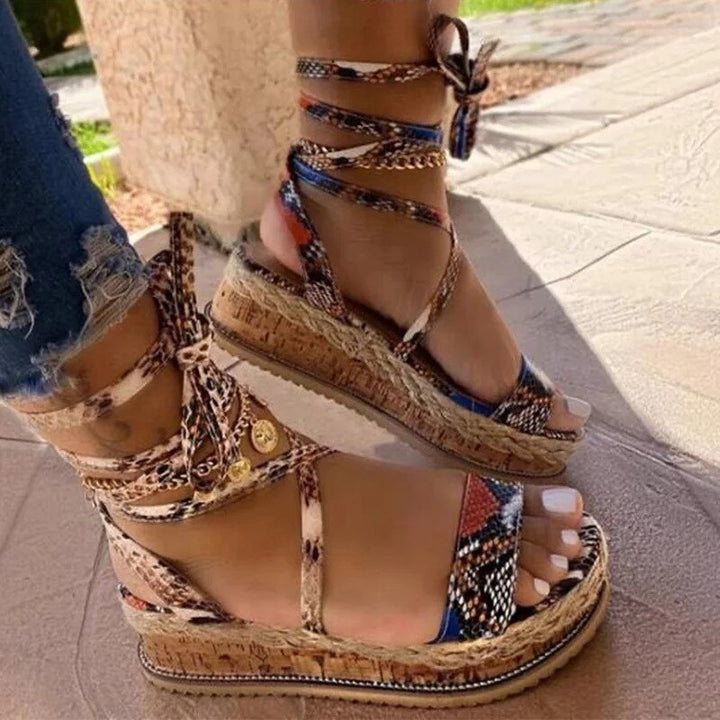 Summer Snake Wedge Lace Up