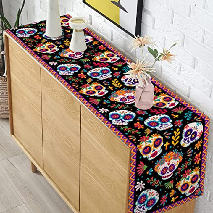 Day of The Dead Linen Table Runner