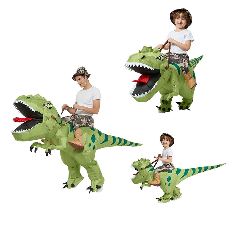 Inflatable Riding Green Dinosaur Costume