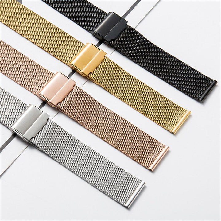 Mesh Milanese Watchband 24mm 22mm 20mm 18mm 16mm 14mm 12mm Silver Black Gold Bracelet Stainless Steel Metal Strap