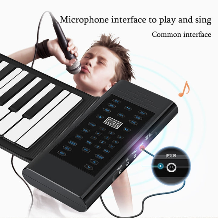 88 Keys Electronic Piano MIDI USB Charge Portable Soft Silicone Flexible Keyboard Digital Roll Up Piano with Horn and Pedal