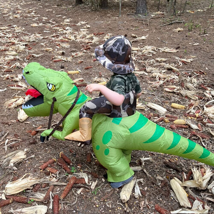 Child Adult Inflatable Riding Green Dinosaur