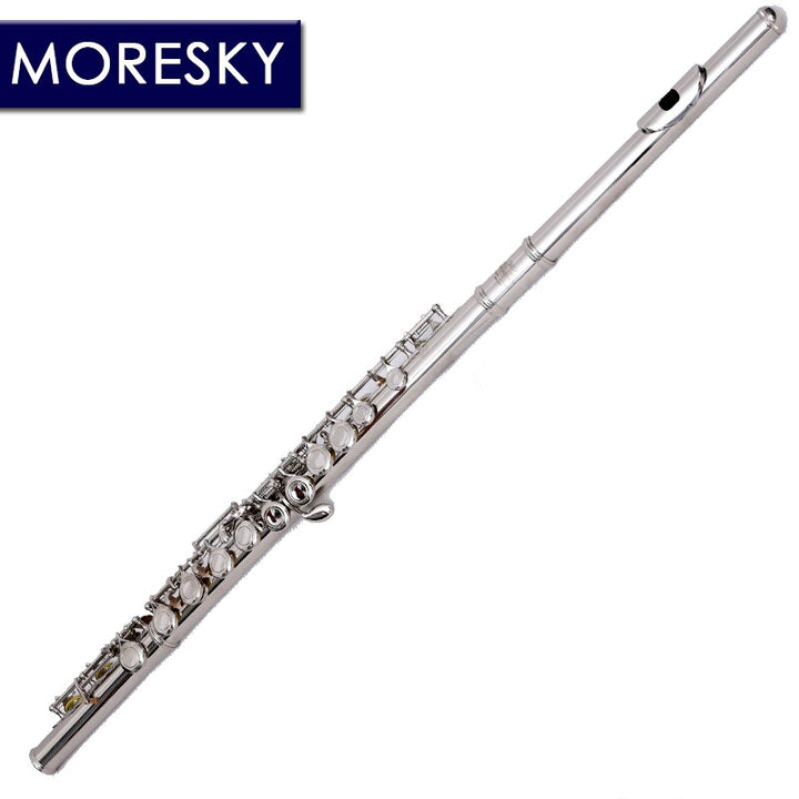 MORESKY 16/17 Close/Open Holes C Key Flute Cupronickel Nickel/Silver Plated Concert Flute with E key