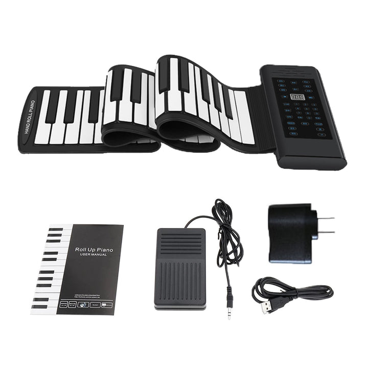 88 Keys Electronic Piano MIDI USB Charge Portable Soft Silicone Flexible Keyboard Digital Roll Up Piano with Horn and Pedal