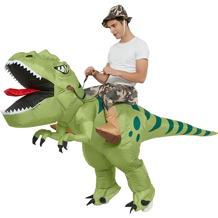 Inflatable Riding Green Dinosaur Costume