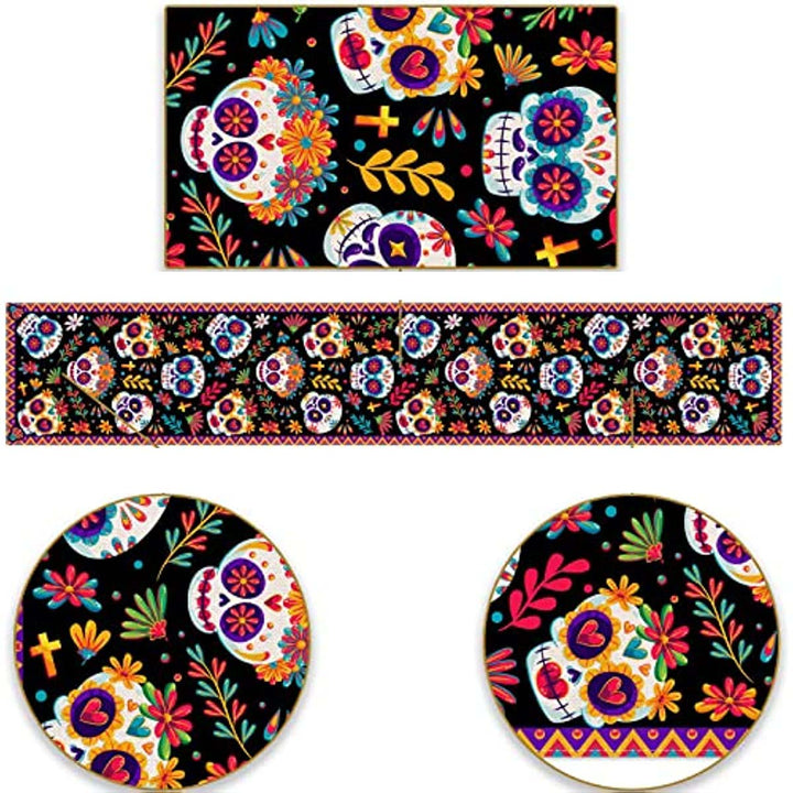 Day of The Dead Linen Table Runner